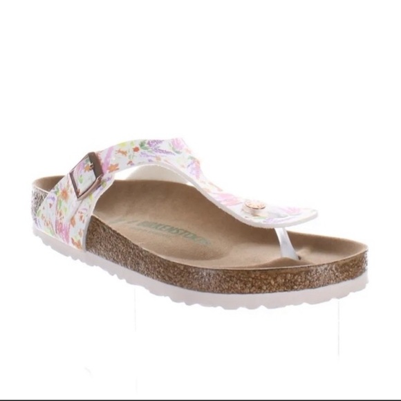 📌SOLD📌 BIRKENSTOCK GIZEH VEGAN LEATHER SUMMER FLORAL LIGHT ROSE FLIP FLOPS🆕 - Picture 7 of 9